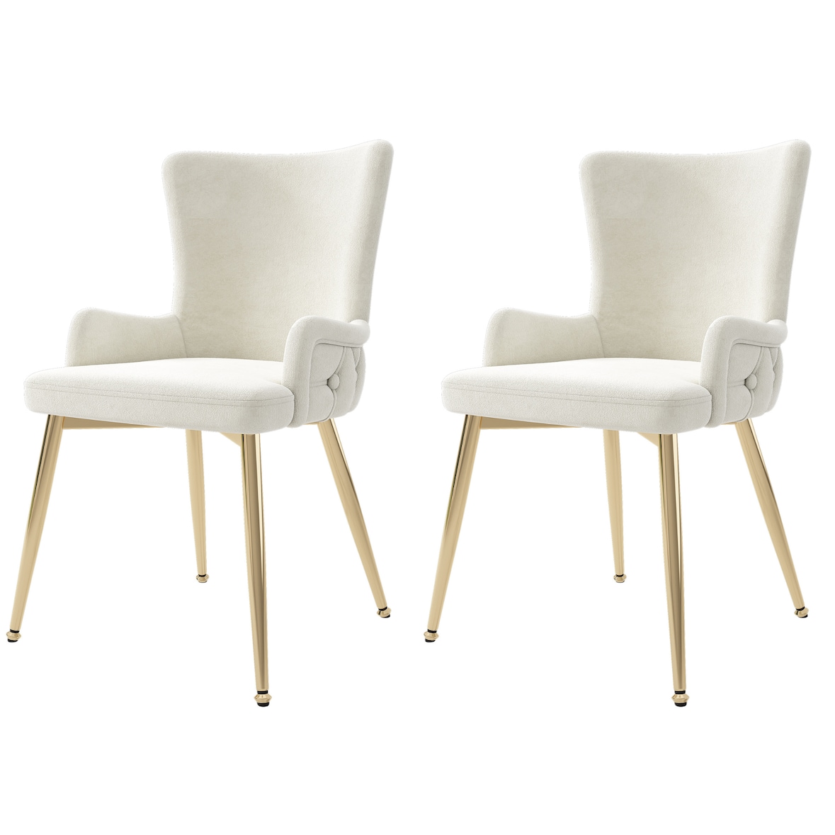 Esszimmerstuhl 2er Set 85x47x49 cm Samt Beige+Gold mit Metallbeinen modern bequem pflegeleicht als Dining und Loungestuhl vielseitig einsetzbar