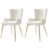 thumbnail of Esszimmerstuhl 2er Set 85x47x49 cm Samt Beige+Gold mit Metallbeinen modern bequem pflegeleicht als Dining und Loungestuhl vielseitig einsetzbar
