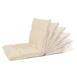 thumbnail of Bodensessel HWC-N44, Relaxsessel Bodenkissen Bodensofa Klappsessel 6 Relaxpositionen, stabiles Gestell Samt ~ beige