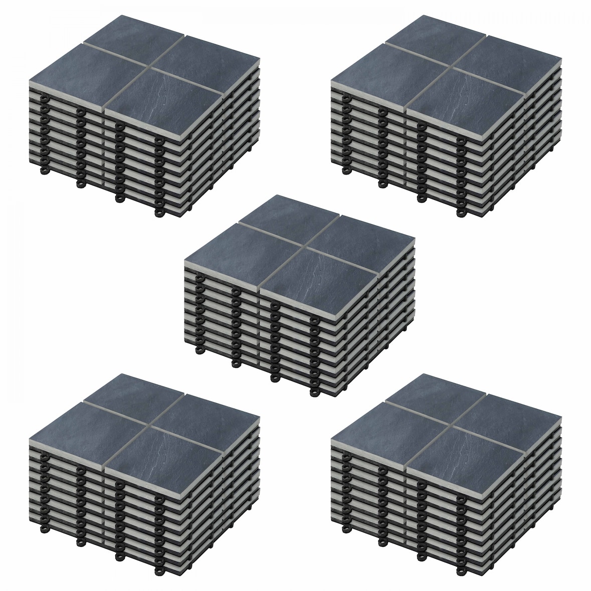 Lot de 40 dalles clipsables en pierre noir