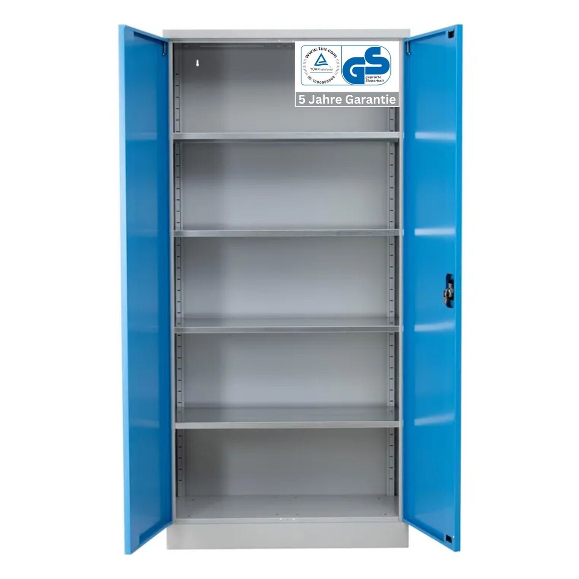 PROREGAL Stahlschrank BEE mit 5 lackierten Fachböden | HxBxT 195x92x50cm | Grau-Lichtbau | Werkstattschrank Werkzeugschrank Aktenschrank