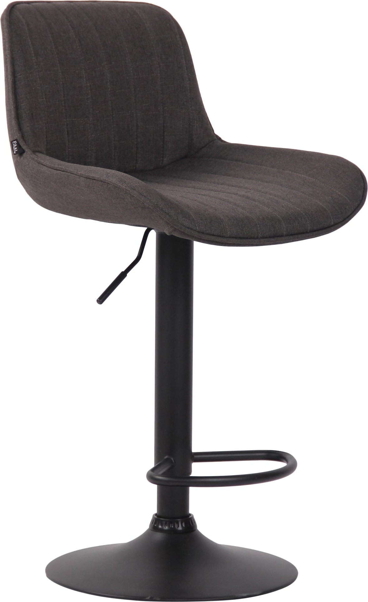 Décoshop26 - Barhocker/Hochstuhl x1 in dunkelgrauem Stoff mit vertikalen Ziernähten und schwarzem Metallgestell 10_0000564