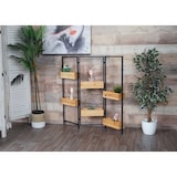 thumbnail of Raumteiler mit Pflanzkasten HWC-L32, Blumenkasten Raumtrenner, Holz-Stahl 116x118cm ~ Gestell schwarz, naturfarben