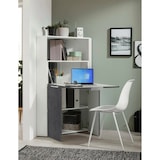 thumbnail of Dmora Scrivania Dcallejo, Mobile ad angolo con scaffali e piano da lavoro, Tavolo multiuso per ufficio, cm 70x57h140, Bianco e Ardesia