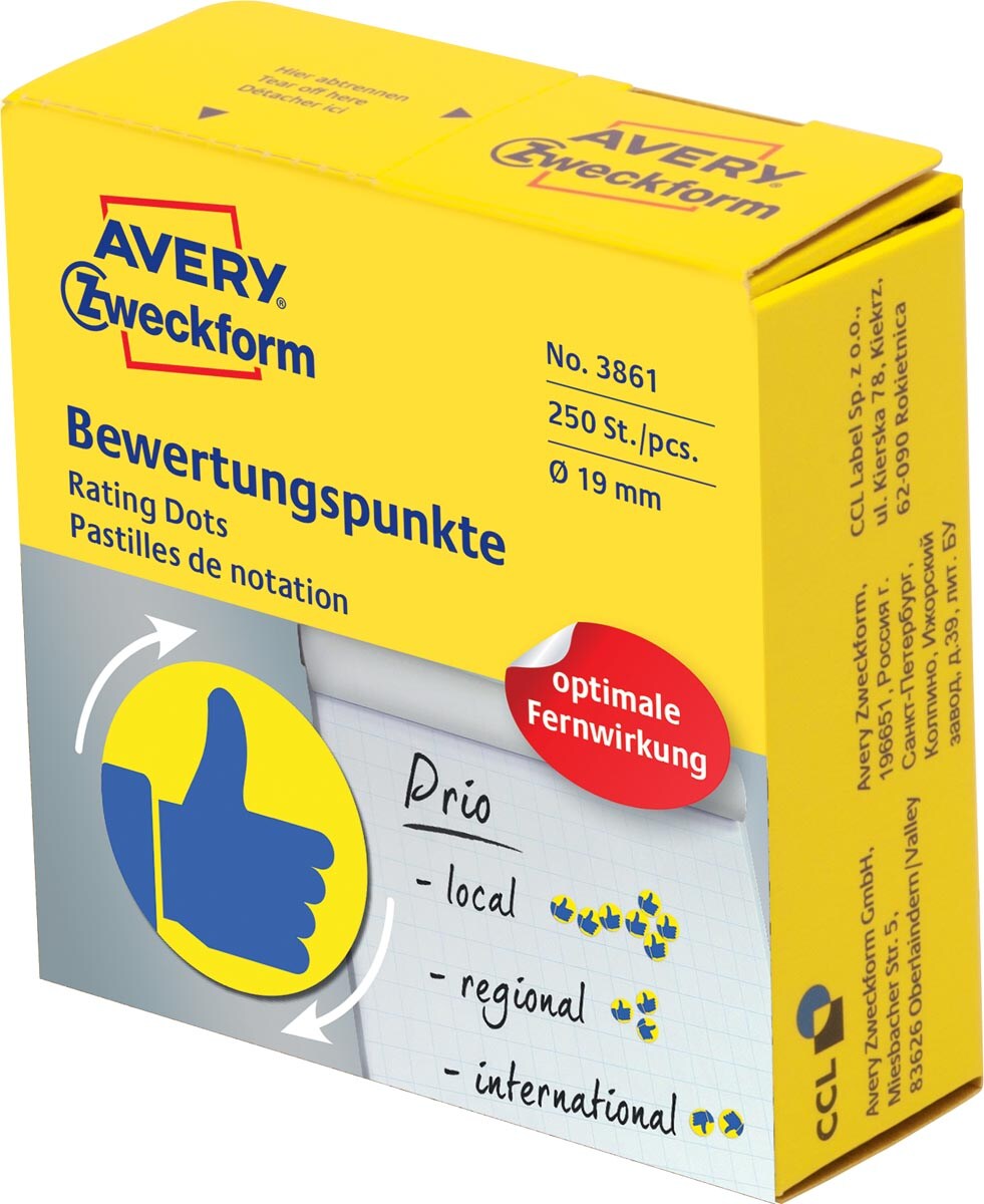AVERY Zweckform Markierungspunkte, Daumen, gelb/blau