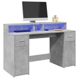 thumbnail of Bureau et lumières LED gris béton 140x55x91cm bois d'ingénierie Modèle Atlas Office Pro Industriel