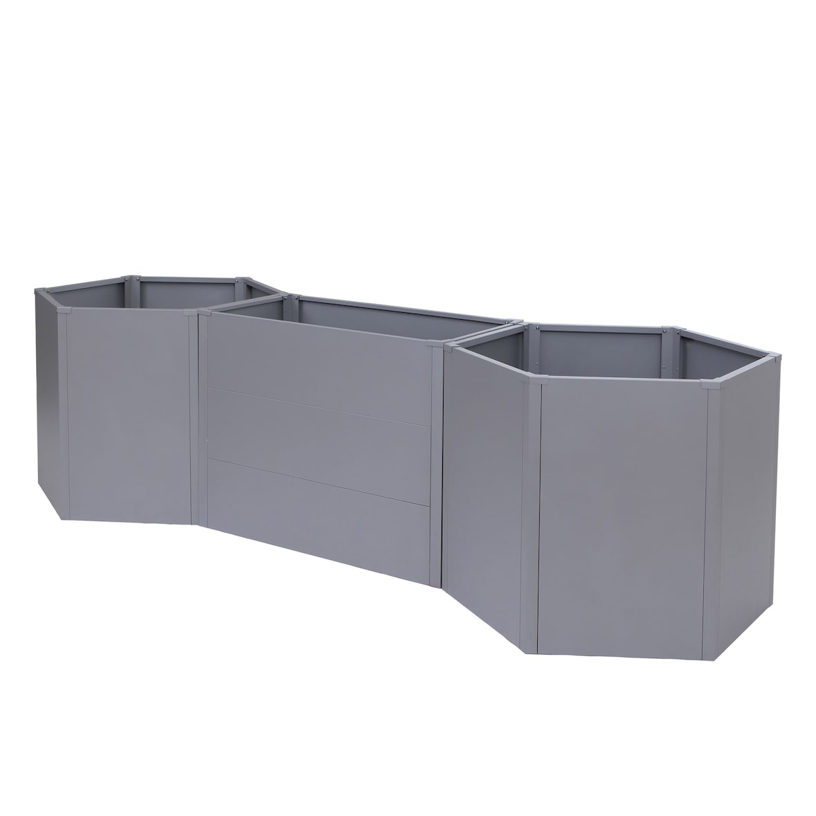 3er-Set Hochbeet HWC-P64, Metallhochbeet Gemüse-/Pflanzbeet Blumenkasten Pflanzkübel Stahl 77x286x88cm ~ grau