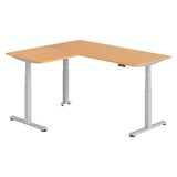 thumbnail of bümö Eckschreibtisch elektrisch höhenverstellbar L-Form: 180 x 160 cm in Buche, Gestell silber - Stehschreibtisch mit Memory-Steuerung, elektrischer