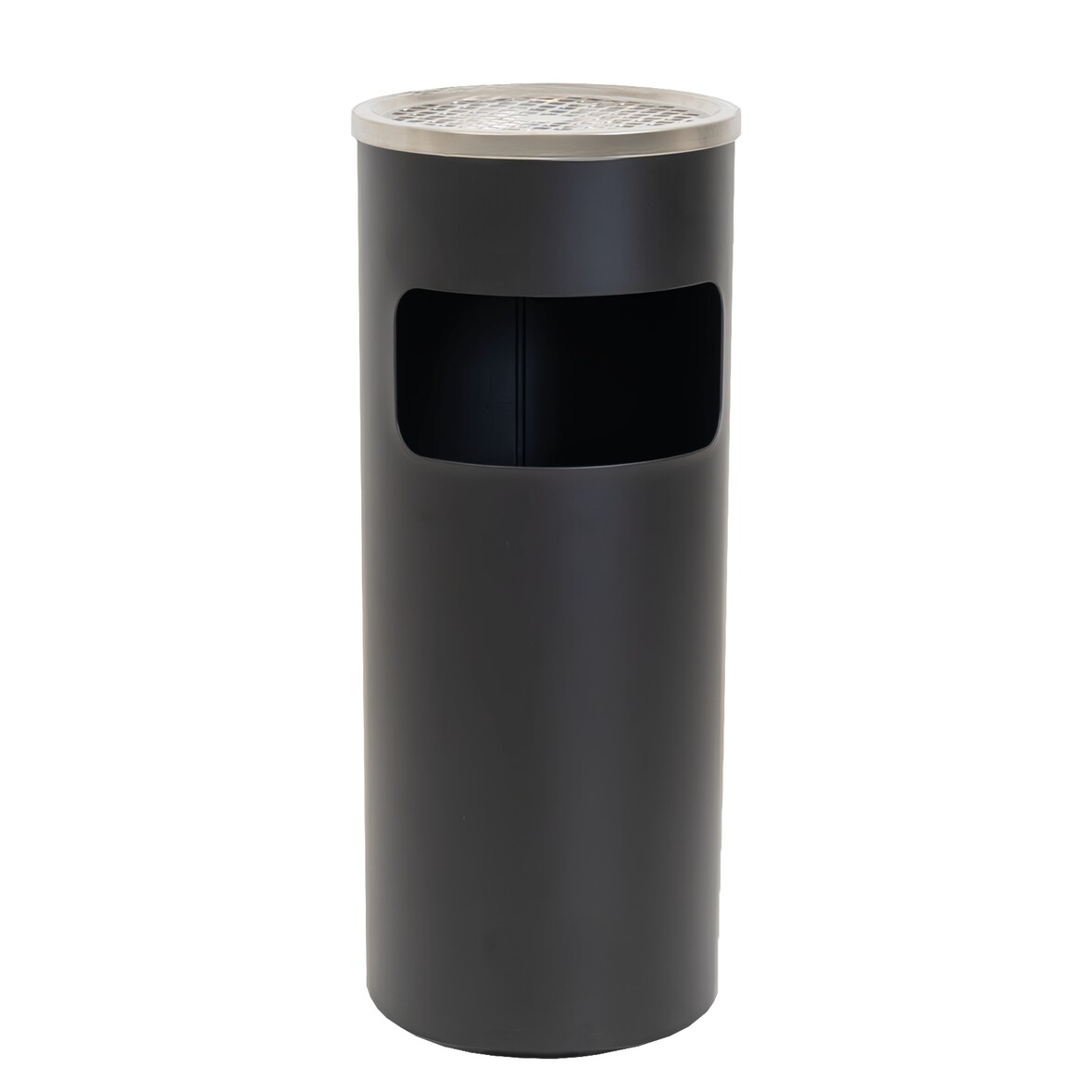 Abfalleimer mit Aschenbecher 30 L Schwarz Metall pulverbeschichtet Mülleimer Aschenbecher 2 in 1