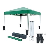 thumbnail of Gazebo Pieghevole Impermeabile 3 x 3 M Da Giardino Con 4 Sacche Pesi Sacca Trasporto Chiusura Fisarmonica Struttura Acciaio Copertura 160 gr/m² Verde