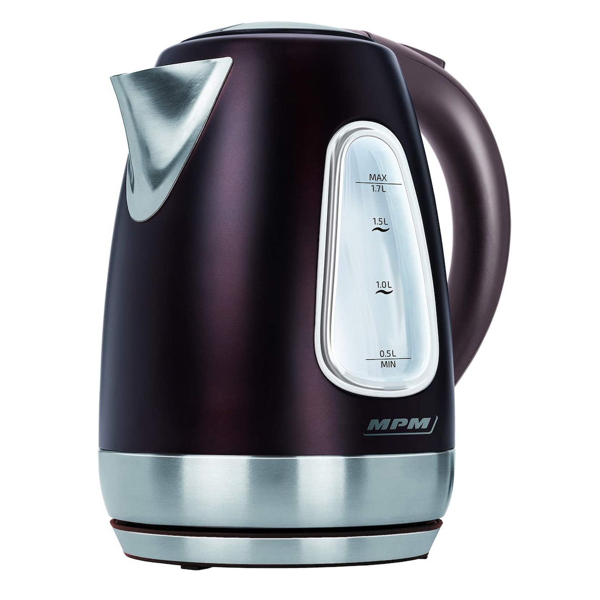 MPM MCZ-55 Hervidor Agua Eléctrico, 1,7L, sin BPA, Acero Inox., Resistencia Oculta, Inalámbrico, Apagado Automático, Negro, 2200W