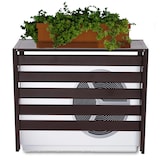 thumbnail of Cubierta de aluminio para aire acondicionado/bomba de calor HWC-K59, cubierta de rejilla protectora estante para plantas, metal 74x98x38cm ~ marrón