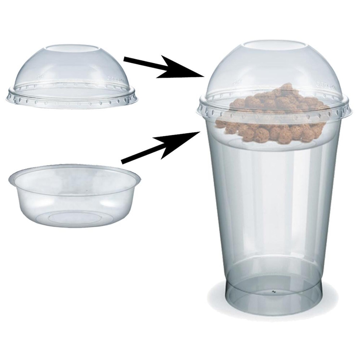 100x Feinkostbecher für Salat Müsli Joghurt mit Einsatz + Deckel 500 ml