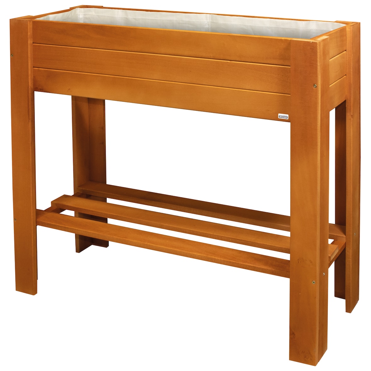 WAGNER GreenFAMILY Hochbeet GreenBOX Light - 70 x 83 x 34,5 cm, Massivholz kastanie, Regalboden&Pflanztasche - 25028001