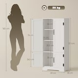 thumbnail of HOMCOM alacena de cocina aparador alto de cocina mueble auxiliar con 4 puertas y estantes ajustables para salón baño 60x30x123 cm blanco