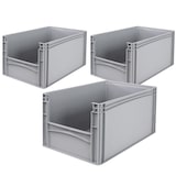 thumbnail of 3 Euroboxen mit Eingrifföffnung an einer Stirnseite, LxBxH 600x400x320 mm, grau