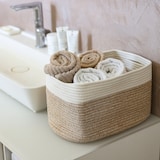 thumbnail of HMF Aufbewahrungskorb mit versteckten Griffen, 3er Set, Korb aus Baumwolle, 37,5 x 25 x 22,5 cm, Weiß-Braun