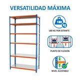 thumbnail of SimonRack Metallregal, 2500x900x300 mm, 6 Ebenen, Metallboden, 180 kg Biegepunkt, Blau/Orange/Verzinkt - Simonclick