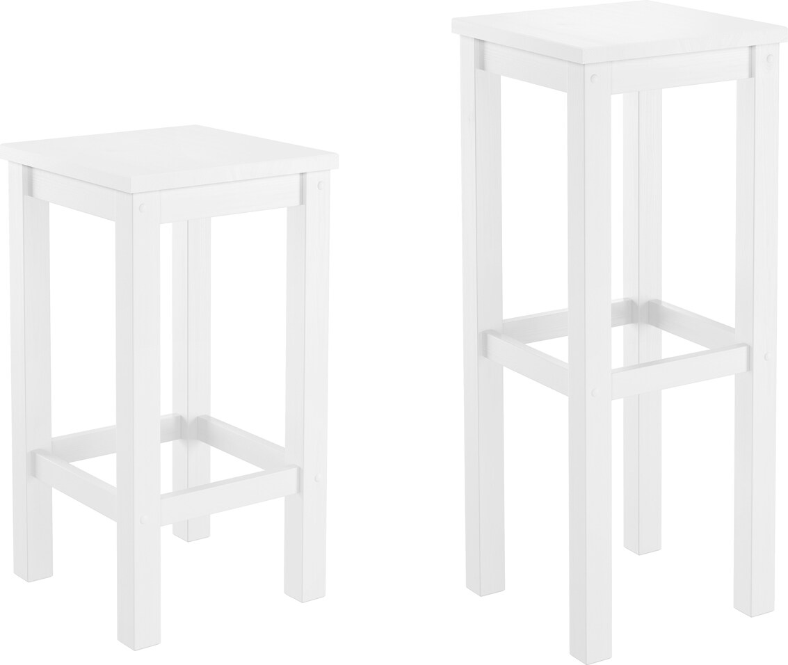 Weißer Barhocker Tresenhocker Kiefer Massivholz wählbar in 60 cm oder 80 cm V-90.71-44-45W