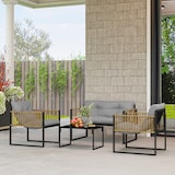 thumbnail of Outsunny conjunto de jardín exterior de ratán sintético de 4 piezas incluye sofá de 2 plazas 2 sillones 1 mesa de centro con cojines gris y natural