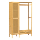 thumbnail of Perchero de bambú COSTWAY, perchero con armario, barra para colgar ropa, compartimento de almacenamiento y cajones, 102 x 33 x 160 cm