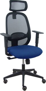 thumbnail of Silla Cilanco negra malla negra asiento bali azul marino brazo regulable cabecero regulable