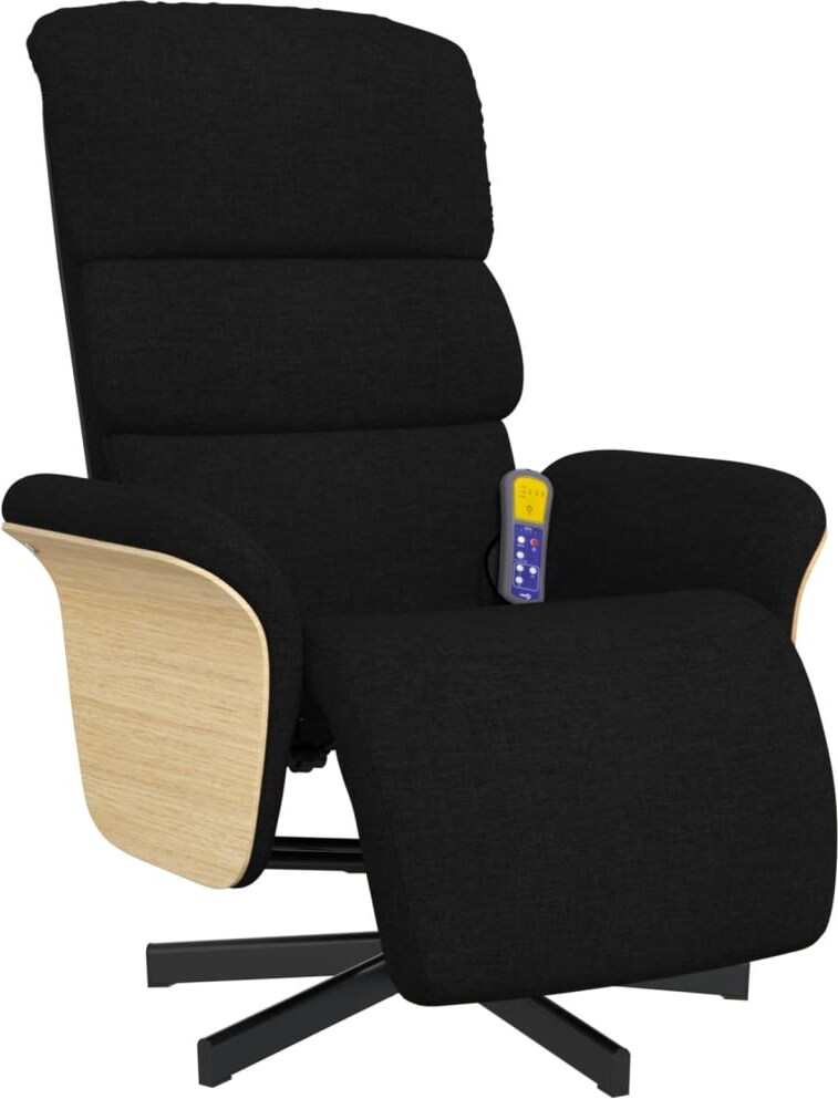 vidaXL Massagesessel mit Fußteil Schwarz Stoff