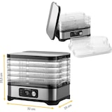 thumbnail of KLAMER Dörrautomat, 400W Dörrautomat Edelstahl mit 5 Einlegefächern und 24h-Timer, Trockner mit Temperaturregler von 35-70°C, BPA frei