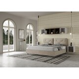 thumbnail of Letto matrimoniale king size con rete imbottito 200x200 microfibra sabbia Appia Large