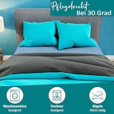 thumbnail of Teddyplüsch Winter Bettwäsche 200x200 Petrol Türkis Grau 3 teilig flauschig warm