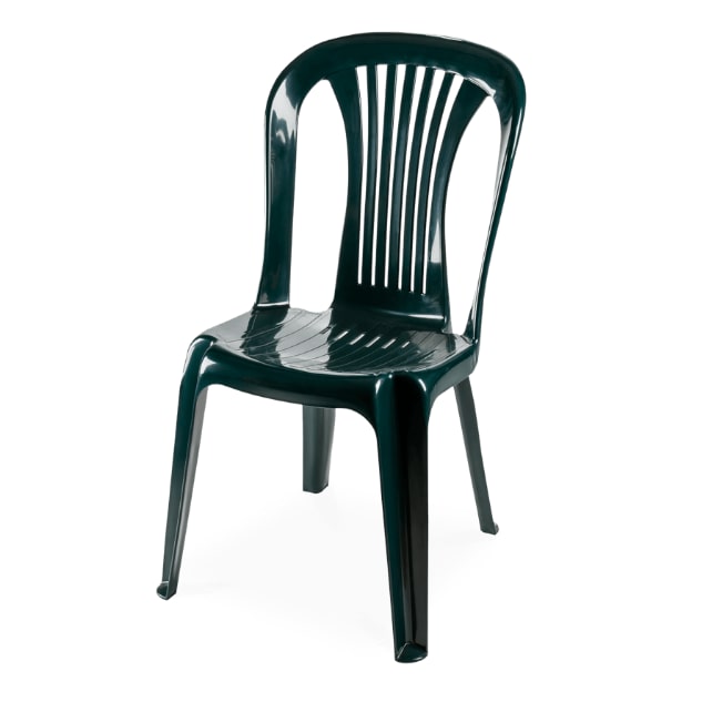 Lote de 100 unidades: Silla cátering color verde para exterior.