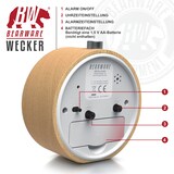 thumbnail of BEARWARE Analoger Wecker mit rundem Holzkorpus Holz Wecker mit beleuchtetem Ziffernblatt