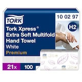 thumbnail of TORK Xpress® | Toalla de Mano de Papel Entreplegada Extrasuave Blanco H2, Premium, QuickDry, 2 capas (cod.100297) - Caja 2100 ud.