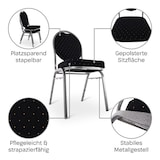 thumbnail of Stapelstuhl 20er-Set, Bankettstuhl stapelbar & gepolstert, Silber/Schwarz, robust, mit stabilem Stahlrahmen | Raburg Vienna