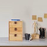 thumbnail of Relaxdays Schreibtisch Organizer, 3 Schubladen, Bambus, HxBxT: 21 x 15 x 20 cm, Schubladenbox Home Office & Büro, natur