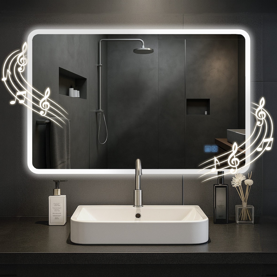 Specchio da bagno Jericho con Bluetooth 70x100 cm