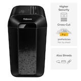 thumbnail of Destructora trituradora de papel Fellowes LX65, uso personal, destruye hasta 10 hojas en partículas 4x40mm, Din P-4, papelera 22 litros/303 hojas
