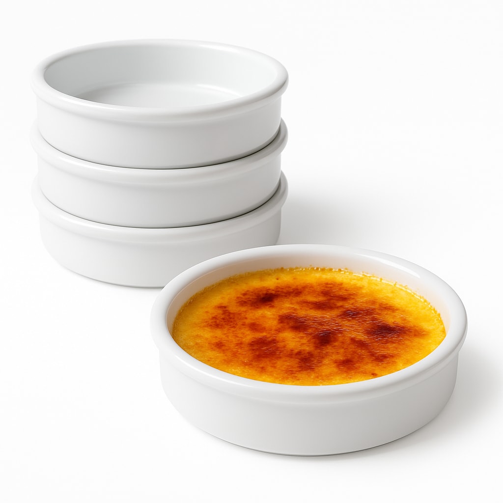 Crème-Brûlée Schaaltjes - Ook geschikt voor tapas – 4 stuks – Ø 12 cm – Wit Porselein