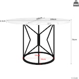 thumbnail of Merax Runder Esstisch 100 x 100 x 76cm, MDF mit Marmor-Optik & geometrischen Metallbeinen, für 4-6 Personen, Schwarz