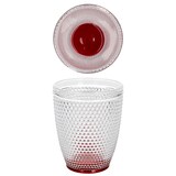 thumbnail of 6x Rubin Wassergläser 200ml Glas rot gepunktet Becher Wasser Saft