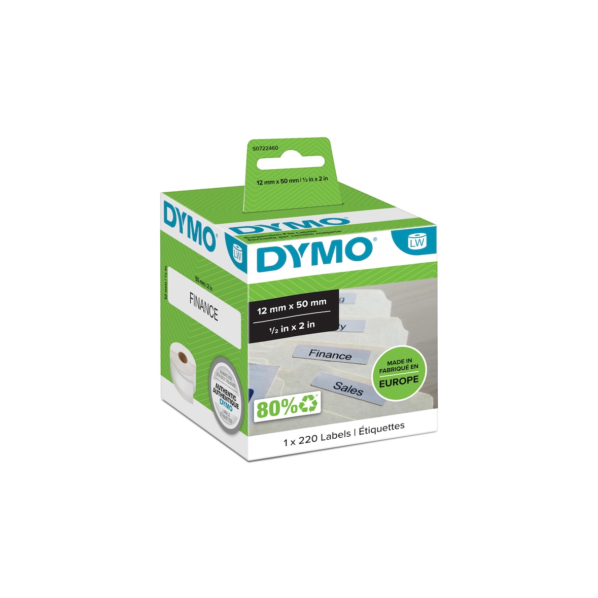 Dymo Etichette Labelwriter Carta 50 x 12 mm Rotolo 220 pezzi