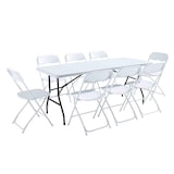 thumbnail of Set di tavolo e sedie da giardino pieghevoli - 8 posti a sedere 180cm Bianco - Oviala