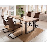 thumbnail of SalesFever Freischwinger Stuhl 2er Set | Bezug Kunstleder | Gestell Metall schwarz lackiert | geschwungene Rückenlehne | hellbraun