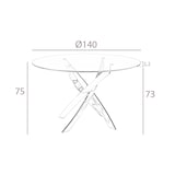thumbnail of Angel Cerdá Runder Esstisch aus gehärtetem Glas und rosa Stahl 1169-Ø140C Ø140 x 75
