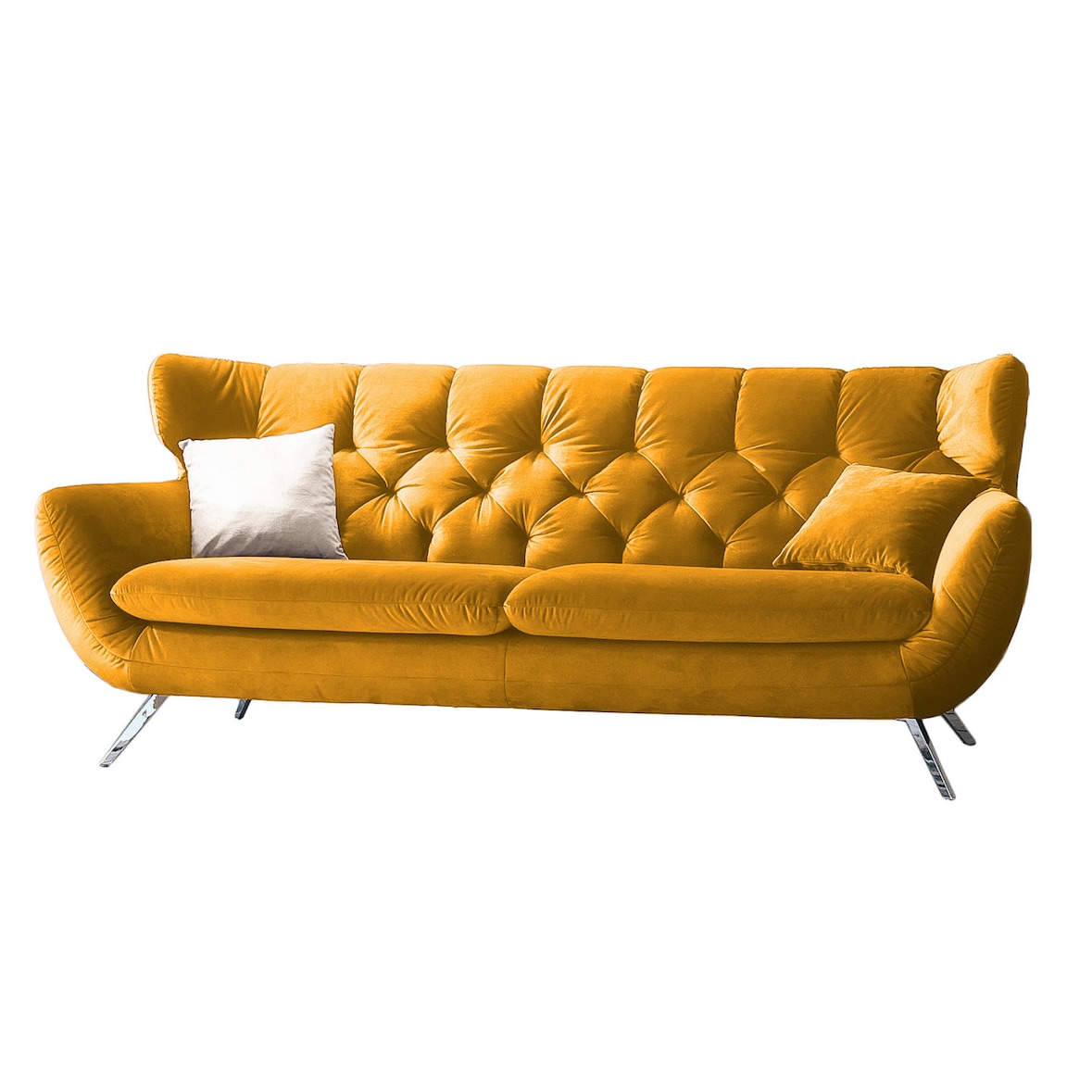 KAWOLA Sofa CHARME 2-Sitzer Velvet curry
