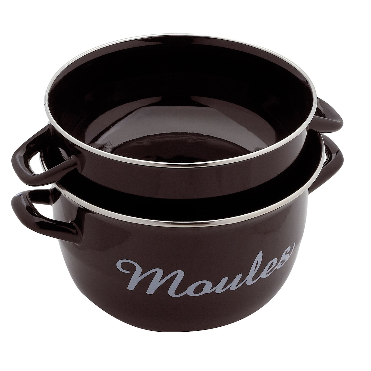 Baumalu Marmite à moules émail coloris noir avec marquage «Moules» 24 cm 312838