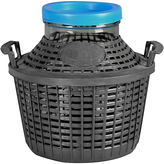 Home Damigina in Vetro a Collo Largo 20 LT, Cesta in Plastica