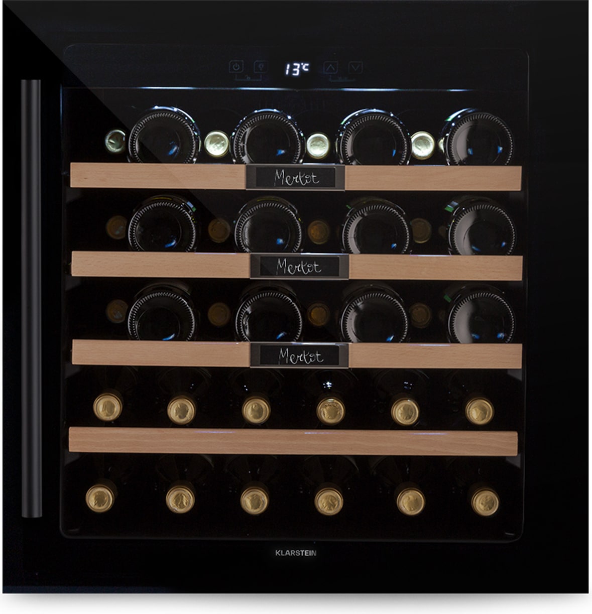 Klarstein Vinsider 36 Built-In Uno Einbau-Weinkühlschrank 36 Flaschen 92 Ltr Edelstahl Schwarz