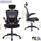 thumbnail of ZIK Sedia da Ufficio Poltrona Ergonomica Girevole con Supporto Lombare, Braccioli e Poggiatesta  -Nero