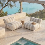thumbnail of Modulaire tuinset met 2 gestreepte fauteuils in zandkleur
